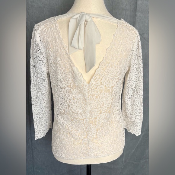 Sezane Dina Lace Blouse White Open Back Tie Top Size 38 - Picture 4 of 8